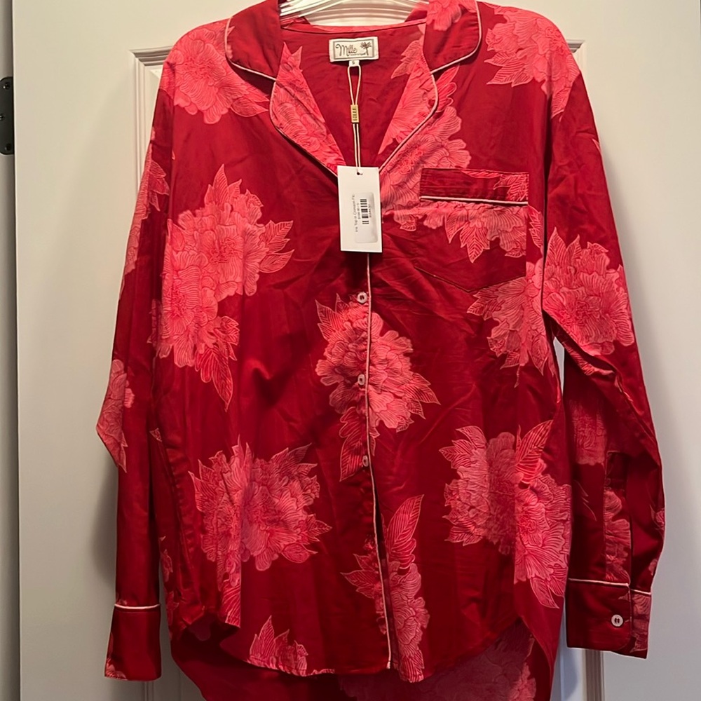 Mille iris top in crimson floral size small